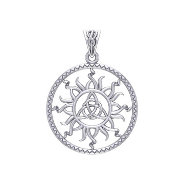 The Sun and Celtic Triquetra Silver Pendant TPD5928 - Jewelry